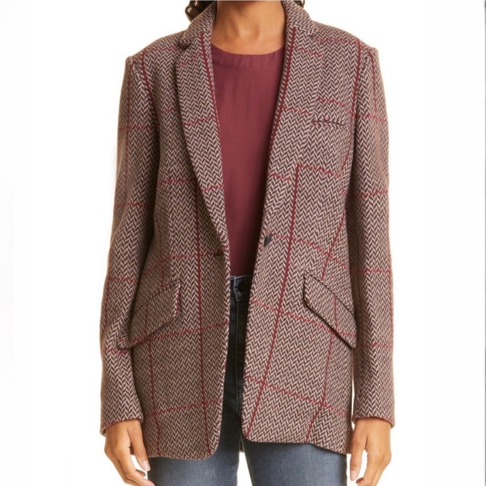 Rag & Bone Margot Tailored Plaid Wool Blend Oversized Blazer Jacket Size 6